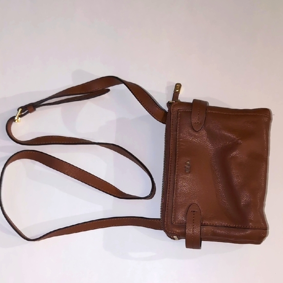 Rich Brown Leather Crossbody Bag with Adjustable Strap & Flap Closure Ralph Laur - Picture 4 of 6